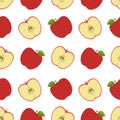 Apple background. Seamless pattern with apples. Flat style. Vector illustration. Royalty Free Stock Photo