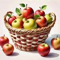 Apple basket raw apples fruit bunch healthy diet Royalty Free Stock Photo