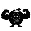 Apple biceps, strength, black silhouette on a white background.