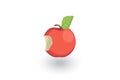 Apple with a bite isometric flat icon. 3d vector