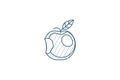 Apple with a bite isometric icon. 3d line art technical drawing. Editable stroke vector Royalty Free Stock Photo