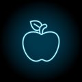 Apple blue neon icon. Simple thin line, outline vector of autumn icons for ui and ux, website or mobile application