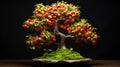 Apple Bonsai Tree on Black Background Royalty Free Stock Photo