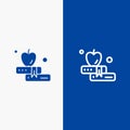 Apple, Book, Education Line and Glyph Solid icon Blue banner Line and Glyph Solid icon Blue banner Royalty Free Stock Photo