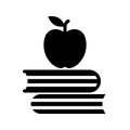 Apple on book vector, Back to school solid style icon