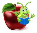 Apple Book Worm Cartoon Royalty Free Stock Photo