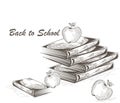 Apple and Books engraving style