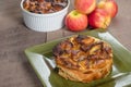 Apple bread pudding with raisins