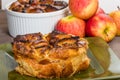 Apple bread pudding with raisins