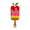 Apple brush paint logo Icon Illustration Brand Identity