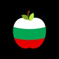 Apple Bulgaria flag. Bulgarian National Fruit. Vector illustration