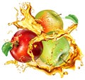 Apple into of splashes juices