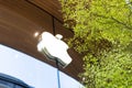 Apple business logo sign on Apple store outdoor facade with green tree for eco friendly. Bangkok, THAILAND - March 04 2023