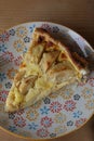 Apple cake on colorful plate