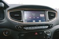 Apple CarPlay in Hyundai Ioniq Electric car Royalty Free Stock Photo