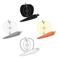 An Apple and a carrot. Healthy eating for athletes.Gym And Workout single icon in cartoon,black style vector symbol Royalty Free Stock Photo