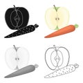 An Apple and a carrot. Healthy eating for athletes.Gym And Workout single icon in cartoon style vector symbol stock Royalty Free Stock Photo