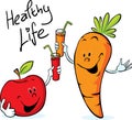 Apple and carrot juice drink for health - vector