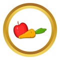 Apple and carrot vector icon, cartoon style Royalty Free Stock Photo