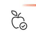 Apple with checkmark line vector icon