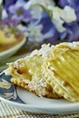 Apple cheesecake with cup of tea sweet dessert still life Royalty Free Stock Photo