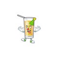 Apple cider cartoon with mascot character clown