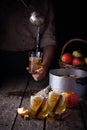 Apple cider with cinnamon Royalty Free Stock Photo