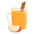 Apple cider cocktail icon cartoon vector. Glass food