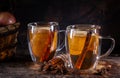 Apple Cider in Glass Mugs Royalty Free Stock Photo
