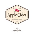 Apple Cider label. Apple beverage in hexagon frame.