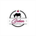 Apple Cider Logo with Donkey Vector in Round Frame Badge Style