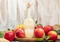 Apple cider vinegar in a bottle, organic fermented vinegar