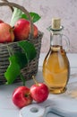 Apple cider vinegar and ripe apples Royalty Free Stock Photo