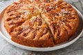 Apple cinnamon cake traditional Scandinavian autumn pie on a plate close-up. Horizontal