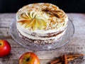 Apple cinnamon layered cake with buttercream icing and bee polen