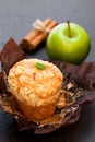 Apple cinnamon muffins on black stone background Royalty Free Stock Photo