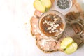 Apple Cinnamon Smoothie with Oats and Chia Seeds, Healthy Vegan Drink Royalty Free Stock Photo