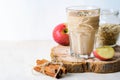 Apple Cinnamon Smoothie with Oats and Chia Seeds, Healthy Vegan Drink Royalty Free Stock Photo