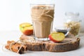 Apple Cinnamon Smoothie with Oats and Chia Seeds, Healthy Vegan Drink Royalty Free Stock Photo