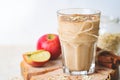 Apple Cinnamon Smoothie with Oats and Chia Seeds, Healthy Vegan Drink Royalty Free Stock Photo