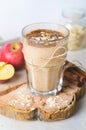 Apple Cinnamon Smoothie with Oats and Chia Seeds, Healthy Vegan Drink Royalty Free Stock Photo