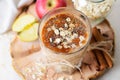 Apple Cinnamon Smoothie with Oats and Chia Seeds, Healthy Vegan Drink Royalty Free Stock Photo