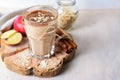 Apple Cinnamon Smoothie with Oats and Chia Seeds, Healthy Vegan Drink Royalty Free Stock Photo