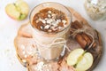 Apple Cinnamon Smoothie with Oats and Chia Seeds, Healthy Vegan Drink Royalty Free Stock Photo