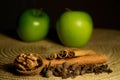 Apple, cinnamon and walnut Royalty Free Stock Photo