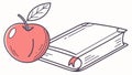 Apple with Closed Book, Study and Wisdom Icon, vector design Generative AI Royalty Free Stock Photo
