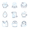 Apple, Coffee and Teapot icons set. Coffee cup, Hot water and Tea cup signs. Vector