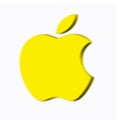 Apple company golden logo, abstract defocused