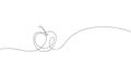 Apple continuous one line drawing, Black and white hand drawn vector minimalist linear illustration Royalty Free Stock Photo