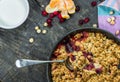 Apple and cranberry crumble Royalty Free Stock Photo